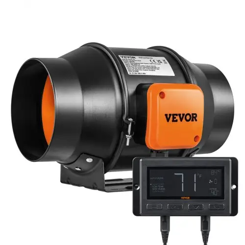 VEVOR Inline Kanaalventilator, 15 cm 402 CFM met temperatuur- en vochtigheidsregelaar, stille EC-motor, ventilatieventilator voor koelboosters, kweektenten en hydrocultuur.