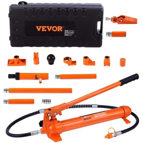 VEVOR hydraulische autokrik met luchtpomp, 12 ton, lucht-hydraulische krik, 135 mm slag, rood, incl. verlengstukken van 100 / 195 / 300 / 500 mm, elektrostatische poedercoating, autowerkplaats