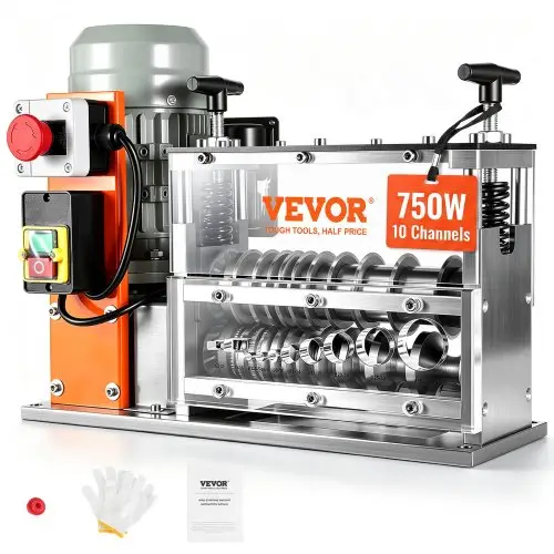 VEVOR Kabelstripmachine Elektrische kabelstripmachine van 1,5-40 mm, 750W stripmachine, snelheid van 30 m per minuut, draadstripper, veerstalen mes van 65 Mn, ideaal voor het strippen van koperdraad