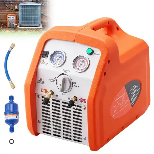 VEVOR tweecilinder koelmiddelterugwinningsunit, 1 pk koelmiddelterugwinningsmachine 220-240 V, 7,7 lbs/min koelmiddelpompstation