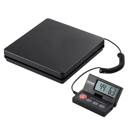 VEVOR Platformweegschaal 10g-50kg Pakketweegschaal Nauwkeurigheid 2g Digitale weegschaal kg/lbs/lbs:oz/g Telweegschaal 250x250x43mm ABS-behuizing Tarra-/houdfuncties AC/DC-voeding Industriële weegschaal Brievenweger Weegschaal