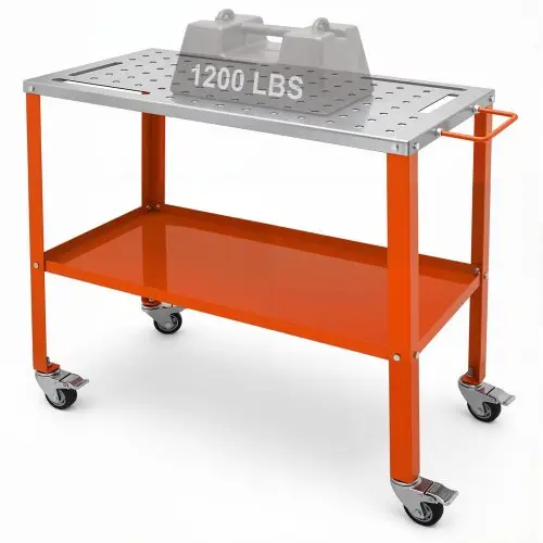 VEVOR Mobiele lastafel 91,4 x 45,7 cm Laswerkbank 544 kg laadvermogen Geperforeerde tafel 94 gaten (φ 1,6 cm) Werkbank Werktafel van koolstofstaal Laswagen met wielen 4 gereedschapssleuven