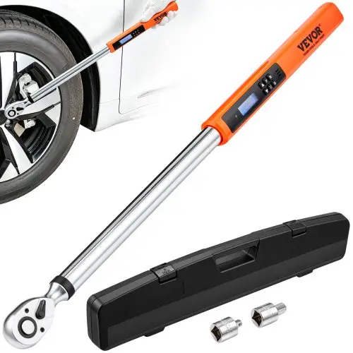 VEVOR momentsleutel 1/2", 34-340 Nm momentsleutel voor fiets, motor en auto, ± 2% foutnauwkeurigheid momentsleutelset, 1/2-3/8" & 1/2-1/4" adapter, 72 tanden ratelkop
