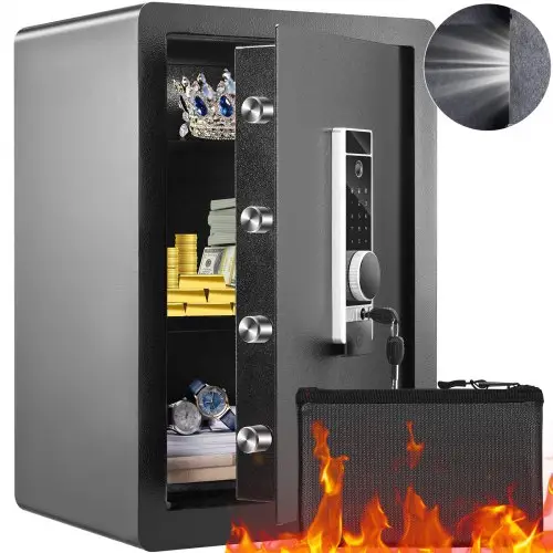 VEVOR Safe 62 L, meubelkluis met brandwerende geldzak, wachtwoord-, sleutel- en vingerafdrukopeningsmethoden, plus een verwijderbare plank, binnenkast, muurkluis voor contant geld, sieraden, documenten, waardevolle spullen