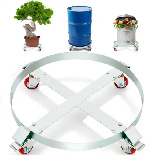 VEVOR Vatenroller 250L Transportroller Gemaakt van koolstofstaal Metalen rollenbord Binnendiameter Ø 607mm Vatenwagen met 4 universele wielen Trolley Transportwagen voor het vervoeren van vaten tot 454 kg