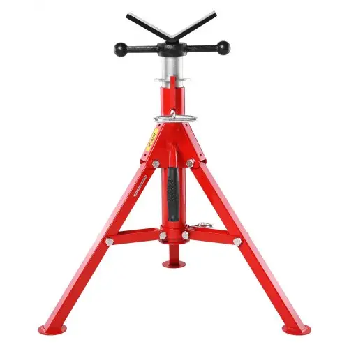 VEVOR Pijpsteun Koolstofstalen Pijpstandaard V-kop Max. draagvermogen 1134 kg Pijpbeugel in hoogte verstelbaar van 61 tot 107 cm Opklapbare poten voor transport Ideaal voor draadsnijmachines Rolgroeven