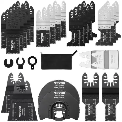 VEVOR 33x zaagblad Multifunctioneel gereedschap 8 typen Oscillerende gereedschappen Hoog koolstofstaal (HCS) Snelwisselinterface Compatibel met 95% van de oscillerende gereedschappen op de markt