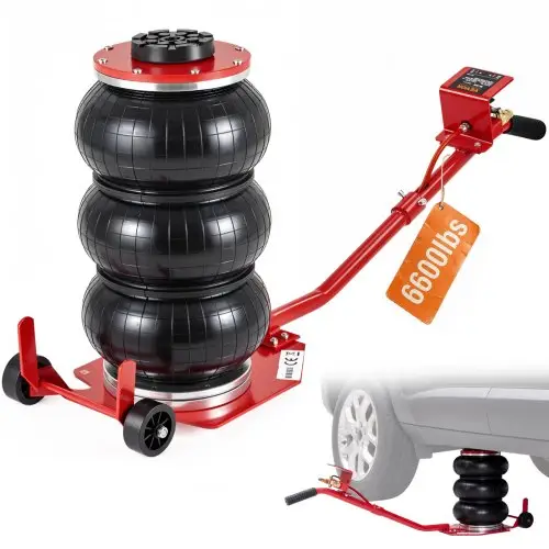 VEVOR Pneumatische Autokrik met Drie Balgen, 3 ton, Hefhoogte 140-450 mm, 5 minuten heftijd, arbeidsbesparend voor SUV's, vrachtwagens, auto's, enz.