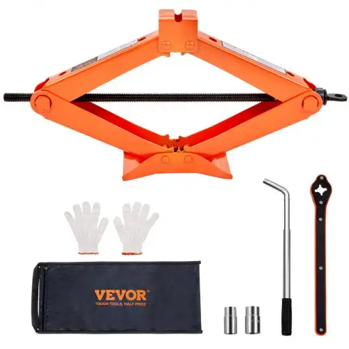 VEVOR Handmatige schaarkrik 2,5t Auto schaarkrik met slagsleutel, gereedschapskist, handslinger, 95-435mm hefbereik Krik voor auto's, SUV's, sedans, enz.