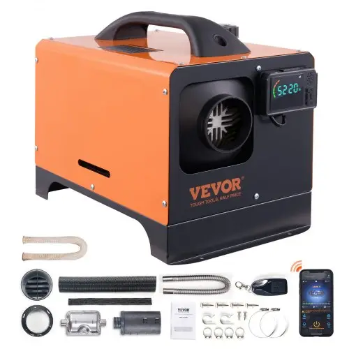 VEVOR Air Diesel Heater 12V 5-8KW, Diesel Air Heater, Standkachel, 0,16-0,62 l/u. Auto Diesel Heater met LCD-scherm, afstandsbediening en Bluetooth APP-bediening.