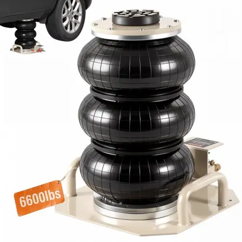 VEVOR Pneumatische krik voor auto's, luchtkrik 3t, witte drievoudige krik, 140-450 mm hefhoogte, luchtkrik met zak, hefhoogte van 5 minuten, luchtkrik voor auto's, krik voor SUV, vrachtwagen, bus etc.