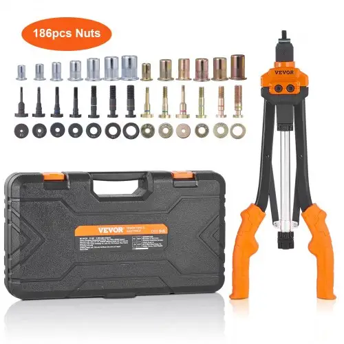 VEVOR Blindklinkmoertangset Blindklinkmoertang 410 mm, Blindklinkmoertang 13 sets moeren en doornen, Klinkmoergereedschap M3 M4 M5 M6 M8 M10 M12 Professionele handklinknageltang, Klinkmachine Draadmoer Klinknagels
