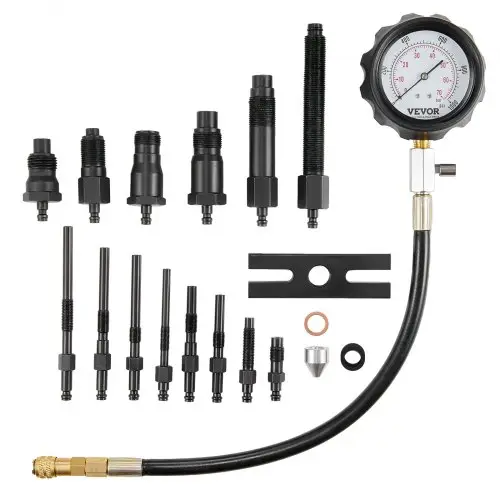 VEVOR Compressiemeter Compressietester Compressietester Testapparaat Compressiemeter met een 80 mm drukmeter 0-1000 PSI en 0-70 bar Compressiemeter Inclusief 4x adapters