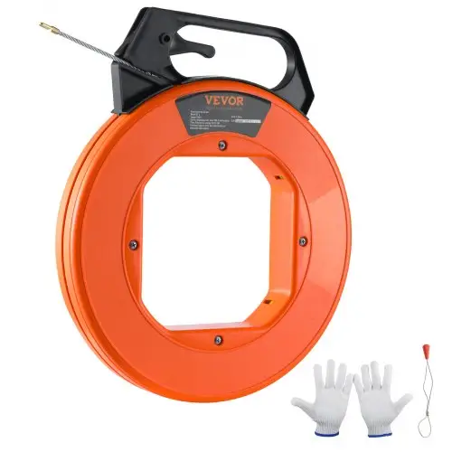 VEVOR Visveer, 30,5 m x 4,5 mm, Glasvezel draadtrekker met behuizing en handgreep, Gebruiksvriendelijk kabeltrekgereedschap, Flexibel draadtrekgereedschap voor muren en elektrische leidingen