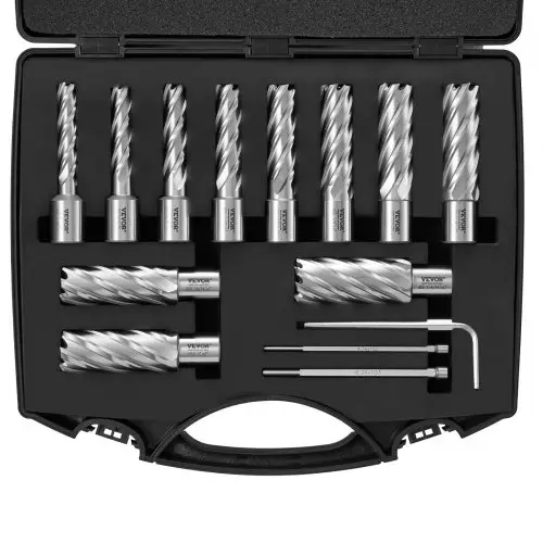 VEVOR 13-delige metaalboorset, 7/16, 1/2, 9/16, 11/16, 5/8, 3/4, 13/16, 7/8, 15/16, 1, 1-1/16 inch, kernboorset, 50,8 mm snijdiepte, ringfreesset, accessoires voor magneetboormachines