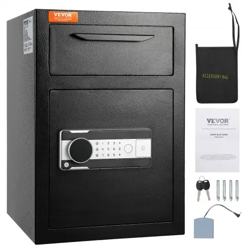 VEVOR 70,8L Drop Slot Safe, afstortkluis met drop slot, elektronisch codeslot en 2 noodsleutels, 355 x 355 x 515 mm, zakelijke drop slot kluis voor contant geld, thuis, hotel, kantoor, enz.