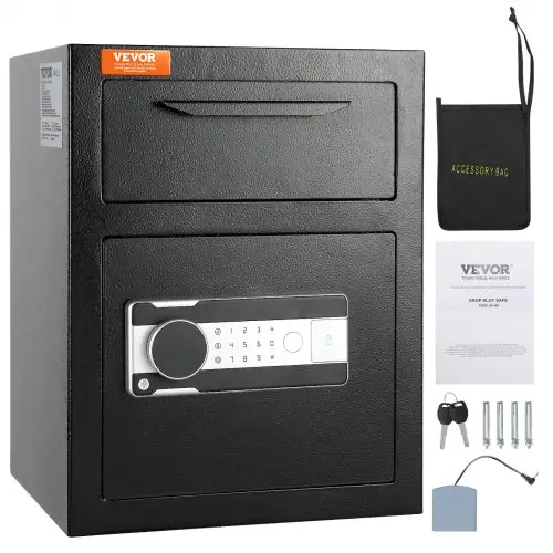VEVOR 48,1L Depository Safe, afstortkluis met inworpgleuf, elektronisch codeslot en 2 noodsleutels, 45 x 30 x 35 cm, zakelijke kluis voor contant geld, thuis, hotel, kantoor