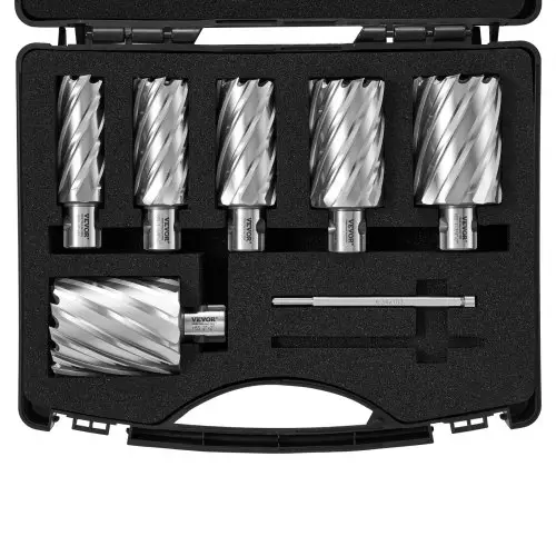 VEVOR Kernboorset Metaal 6-delig 1, 1-1/8, 1-1/4, 1-1/2, 1-3/4, 2 inch Kernboorset 50,8 mm snijdiepte Ringfreesset, Gemaakt van M2AL Snelstaal Accessoires voor magneetboormachines