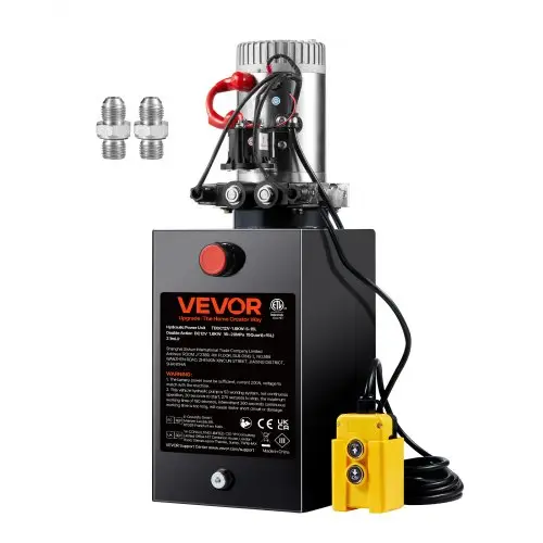 VEVOR Hydraulische pomp Hydraulisch aggregaat 12 V Hydraulisch aggregaat 1600 W, Dubbelwerkende hydraulische pomp Hydraulisch aggregaat, 3,75 gal tank Handpomp Hydraulisch aggregaat, voor liften, heftrucks etc.