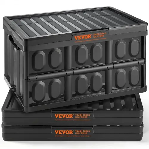 VEVOR Set van 3 45L Professionele Vouwdozen van PP Transportdoos met Deksel Vouwbare Opbergdoos met Handvat Stapelbare Dozen Opbergdoos Vouwdozen Stapelbare Dozen voor Opslag & Transport