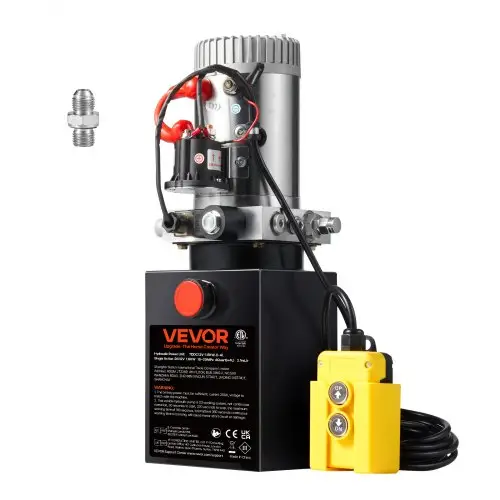 VEVOR Hydraulische pomp Hydraulisch aggregaat 12 V Hydraulisch aggregaat 1600 W, enkelwerkende hydraulische pomp Hydraulisch aggregaat, 1 gal tank Handpomp Hydraulisch aggregaat, voor liften, heftrucks etc.