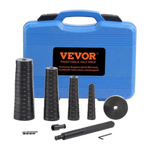 VEVOR 52-delige wiellager drukstuk aandrijfset, lager drukstukken set 18-65 mm, meenemer voor lagerbussen, asafdichtingslager persgereedschap, montage schijven, bussen, asafdichtingsdrukstuk persgereedschap