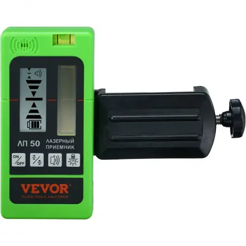 VEVOR Professionele laserontvanger 60m bereik laserdetector voor pulskruislijnlaser ±1,5 mm nivelleringsbereik 1,5V batterijen 20 uur gebruiksduur Dubbel LCD-scherm met achtergrondverlichting