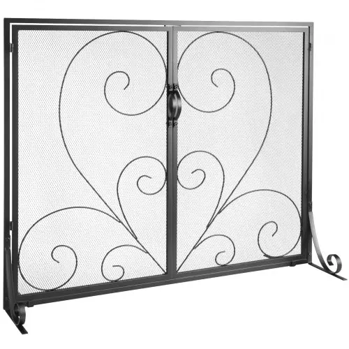 VEVOR Spark Guard 2-delige ijzeren haardbeschermer 802 mm haardbeschermer kachelbeschermer vintage kachelbeschermer 0-40 °C haardbeschermer kachelbeschermer kachelscherm bescherming tegen rondvliegende vonken