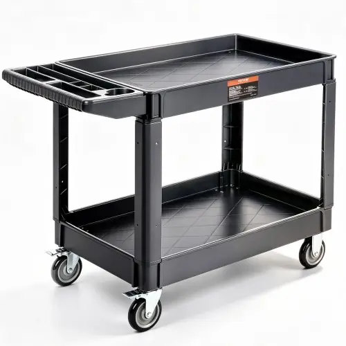 VEVOR Serveerwagen 249 kg laadvermogen Afruimwagen 116 x 65 x 85 cm Servicewagen van PP Werkplaatswagen met vergrendelbare wielen Gereedschapswagen Werkplaatswagen voor magazijnen Garages Kantoren Tuinders Hotels