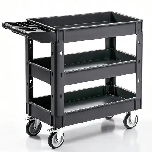 VEVOR Serveerwagen 103x43,5x85,7cm Afruimwagen 249kg laadvermogen Rolwagen van polypropyleen Multifunctionele wagen met 3 compartimenten Keukenwagen met zwenkwielen Niswagen Werkplaatswagen Servicewagen