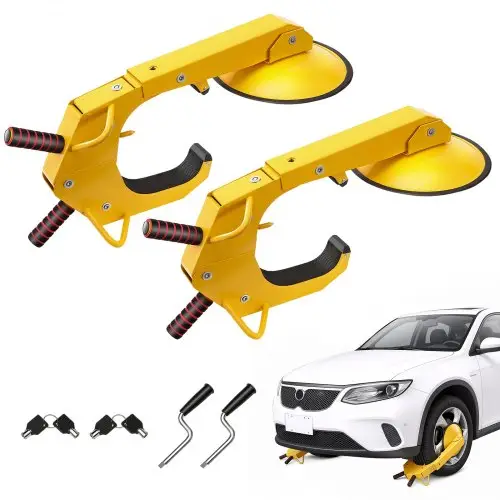 VEVOR Wielklem Autoklem 2-pack Bandenklem, Geschikt voor velgen van 160-380 mm Diameter Antidiefstal, Aanhangwagenwielklem met 30 cm zuignap, Parkeerklem voor auto's, vrachtwagens, SUV's, campers, boten Geel