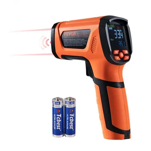 VEVOR Infraroodthermometer IR 50:1 Pyrometer -40°C tot 1500°C Lasertemperatuurmeter 180x120x60mm Temperatuurmeetinstrument Niet-menselijke lichaamsthermometer voor koken/barbecue/vriezer/industrie