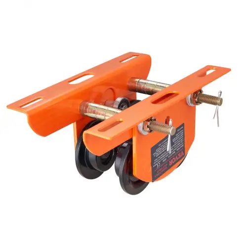 VEVOR Trolley 0,5 ton laadvermogen bovenloopkraan 60-120 mm verstelbare breedte kraan 268 x 227 x 108 mm duwwagen ontwerp met dubbele wielen handtrolley voor I- en H-balken bovenloopkraan laadkraan