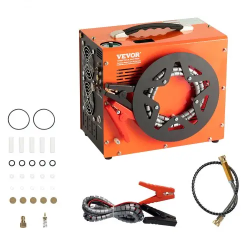 VEVOR PCP-compressor 30 MPa/4500 PSI Luchtcompressor 0,5L Draagbare PCP DC12V & AC120V Compressor 25 min. bedrijfscyclus Luchtpomp 600W Hoogvermogenomvormer Hogedrukpomp Luchtgeweer