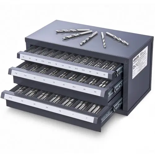 VEVOR Freesdispenserkast, freesorganizerkast met drie laden voor 1/8" tot 1", stalen freesdispenserorganizerkast met labels, stapelbaar met 29 compartimenten