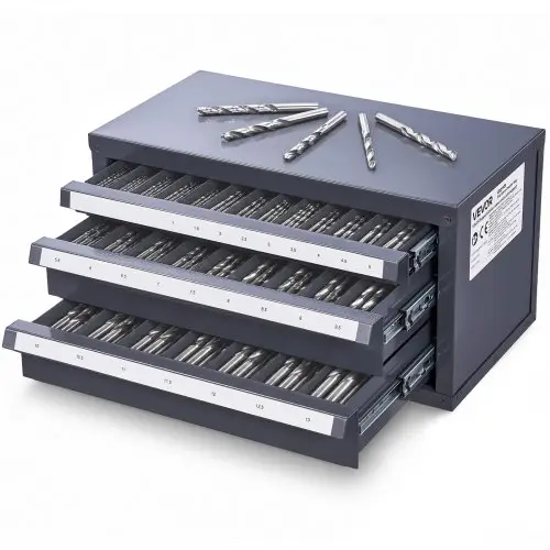 VEVOR Boorbit Dispenser Kast, Boorbit Organizer met Drie Laden voor 1 mm tot 13 mm, Stalen Boorbit Dispenser Organizer met Labels, Stapelbare Boorbit Dispenser voor Boorbit Opslag
