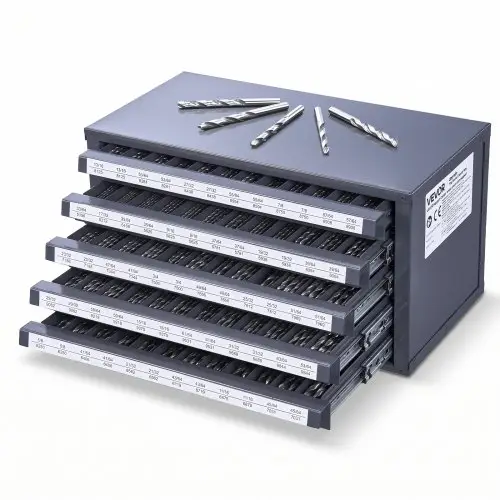 VEVOR Boorbit Dispenser Kast, Boorbit Organizer Kast met Vijf Laden voor 33/64" tot 63/64" Staal Boorbit Dispenser Organizer Kast met Labels, Stapelbare Boorbit Dispenser Opslag