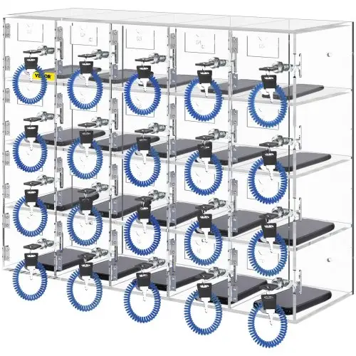 VEVOR Mobiele telefoon opbergkast, 20 compartimenten gemaakt van acrylmateriaal met deursloten en sleutels, wandkast, tas kantoor, klaslokaal, gym, doos, transparant