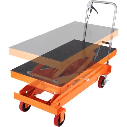 VEVOR hydraulische heftafelwagen, capaciteit 1760 lbs, hefhoogte 59 inch, handmatige dubbele schaarheftafel met 4 wielen en antislipbasis, hydraulische schaarwagen voor materiaalbehandeling en transport