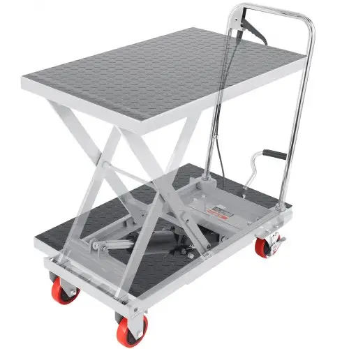VEVOR hydraulische schaarheftafel 230 kg laadvermogen heftafelwagen 220-720 mm hefbereik heftafel werkplaats 700 x 450 mm platform schaarheftruck enkele schaar grijs fabrieken magazijnen supermarkten