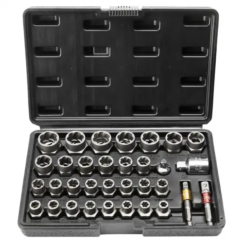 VEVOR Boutverwijderaarset, 29-delige bout- en moerverwijderaarset, 6 mm tot 10 mm, 13/32" tot 3/4", dopsleutelset voor boutverwijdering van CR-MO-staal met opbergkoffer, moerverwijderaar