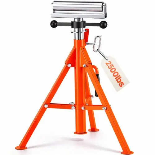 VEVOR Rolstandaard 1134 kg laadvermogen Rolstandaard #45 Stalen rolstandaard Hoogteverstelbaar van 700 tot 1320 mm Opvouwbare standaard Werkstandaard Montagestandaard voor tafelzaag Schaafmachine Schuurmachine
