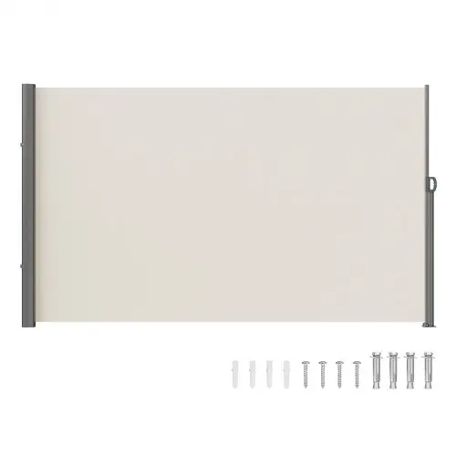 VEVOR Zijluifel 160 x 300 cm Zijwandluifel Gemaakt van polyesterweefsel met PU-coating Luifel Uitschuifbare handgreep met veermechanisme Privacyscherm voor balkons Binnenplaatsen UV30 Beige