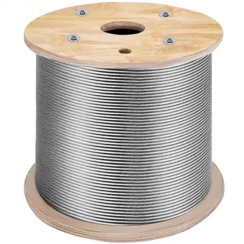 VEVOR roestvrijstalen kabel 3/16 inch x 1000 ft, T316 maritieme kwaliteit dekkabelleuning, 1 x 19-strengs constructie gevlochten vliegtuigkabel voor dekleuning, lichtsnoeren, hangende verandahekken, doe-het-zelf-balusters
