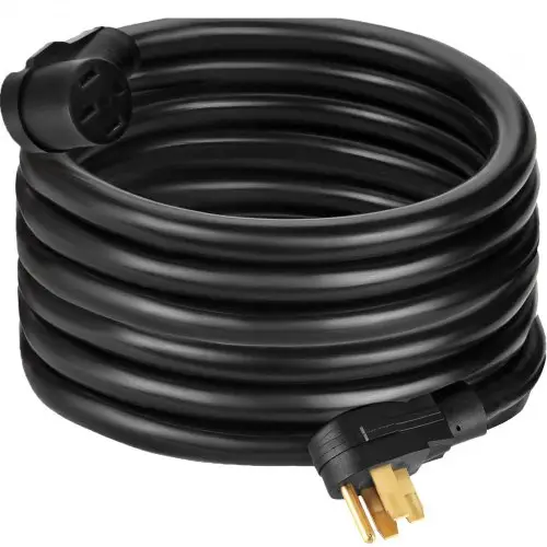 VEVOR RV-stroomkabel, 15 m 40 Amp RV-verlengkabel, AWG8 40 Amp RV-verlengkabel, vrachtwagenaanhanger, camper, camper, kabelklemmen, grepen, camper