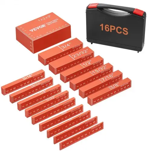 VEVOR Imperial Setup Blocks 16-delige meetblokken Hoogtemeterset ±0,001 inch (ongeveer 25 µm) Precisiestaven Meetblokset voor freesmachine en tafelzaag, accessoires, houtbewerking