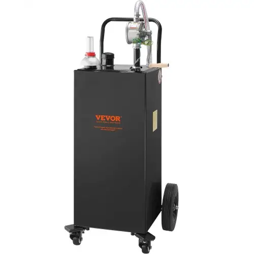 VEVOR Brandstoftrolley 35 Gallon Gasbrandstoftankcontainer 106 x 53 x 53 cm met handmatige overbrengpomp Benzine-dieselbrandstofcontainer voor auto's, grasmaaiers, ATV's, boten, zwart