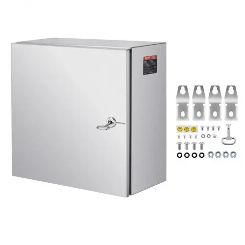VEVOR NEMA roestvrijstalen behuizing, 30x30x20 cm NEMA 4X stalen schakelkast, IP66 waterdicht en stofdicht, elektrische aansluitdoos voor buiten/binnen met montageplaat