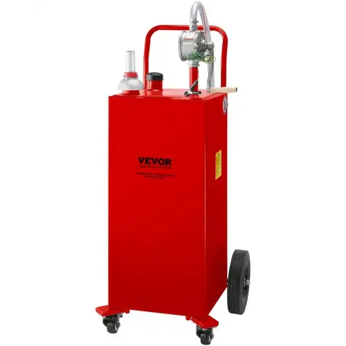 VEVOR Brandstoftrolley, 35 gallon gasbrandstoftankcontainer, 106 x 53 x 53 cm met handmatige overpomp, benzine-dieselbrandstofcontainer voor auto's, grasmaaiers, ATV's, boten, rood