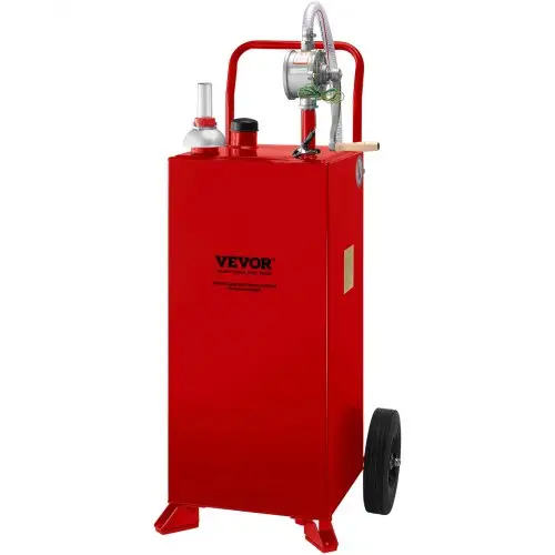 VEVOR 30 Gallon Brandstoftrolley, Brandstofopslag met 2 wielen, Handmatige overbrengpomp, Benzine-dieselbrandstofcontainer voor auto's, grasmaaiers, ATV's, boten, meer, Rood
